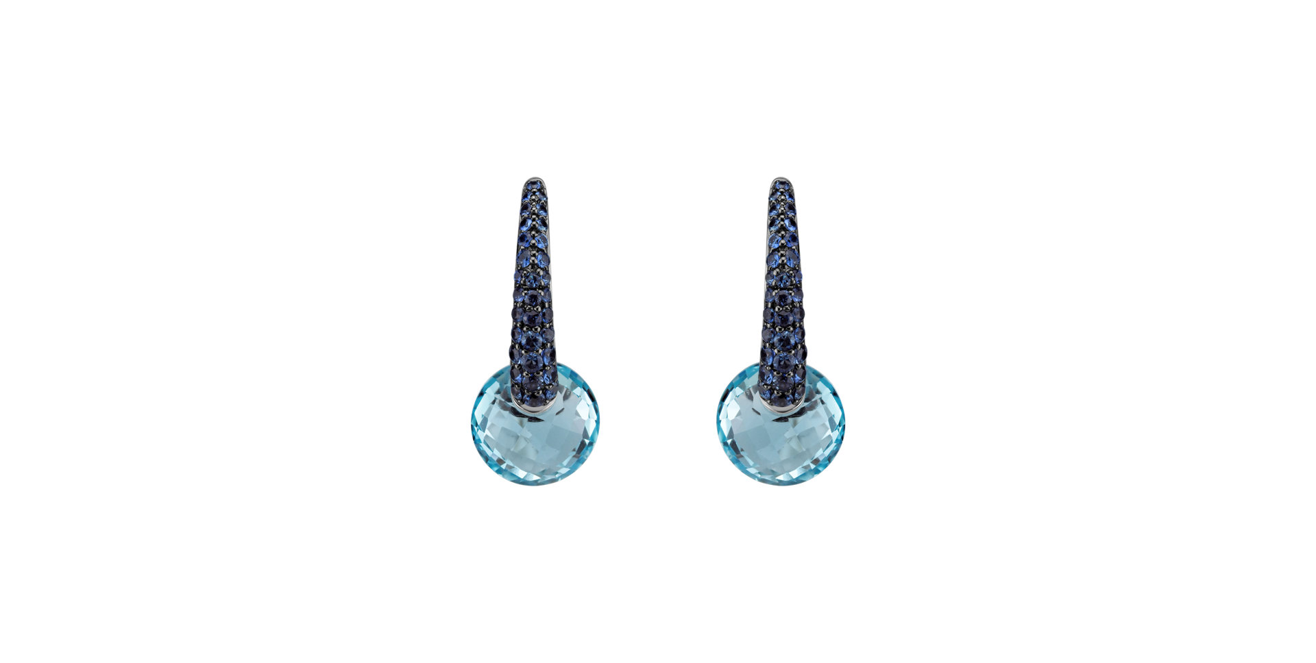 Earrings with Topaz and Sapphire Crystallic Clear