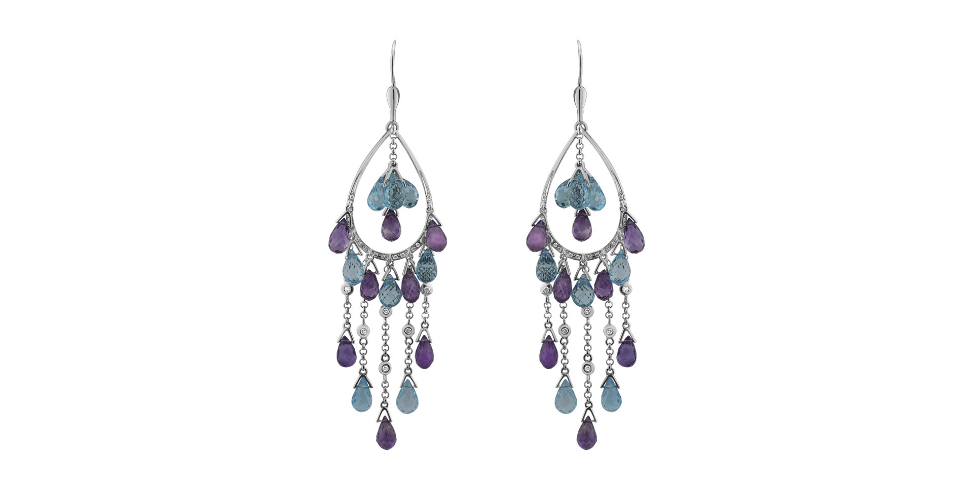 Diamond earrings, Topaz and Amethyst Vela