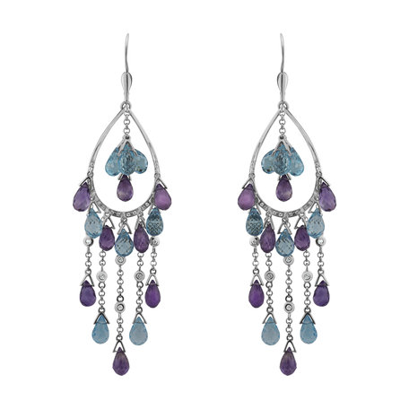 Diamond earrings, Topaz and Amethyst Vela