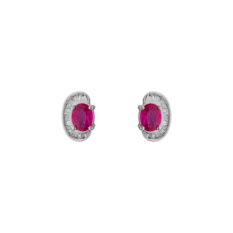 Diamond earrings with Ruby Fireleaf