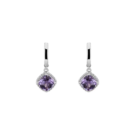 Diamond earrings with Amethyst Emblem