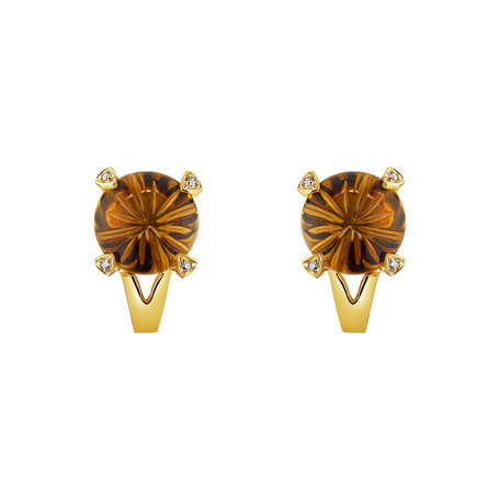 Diamond earrings with Citríne Magical Rose