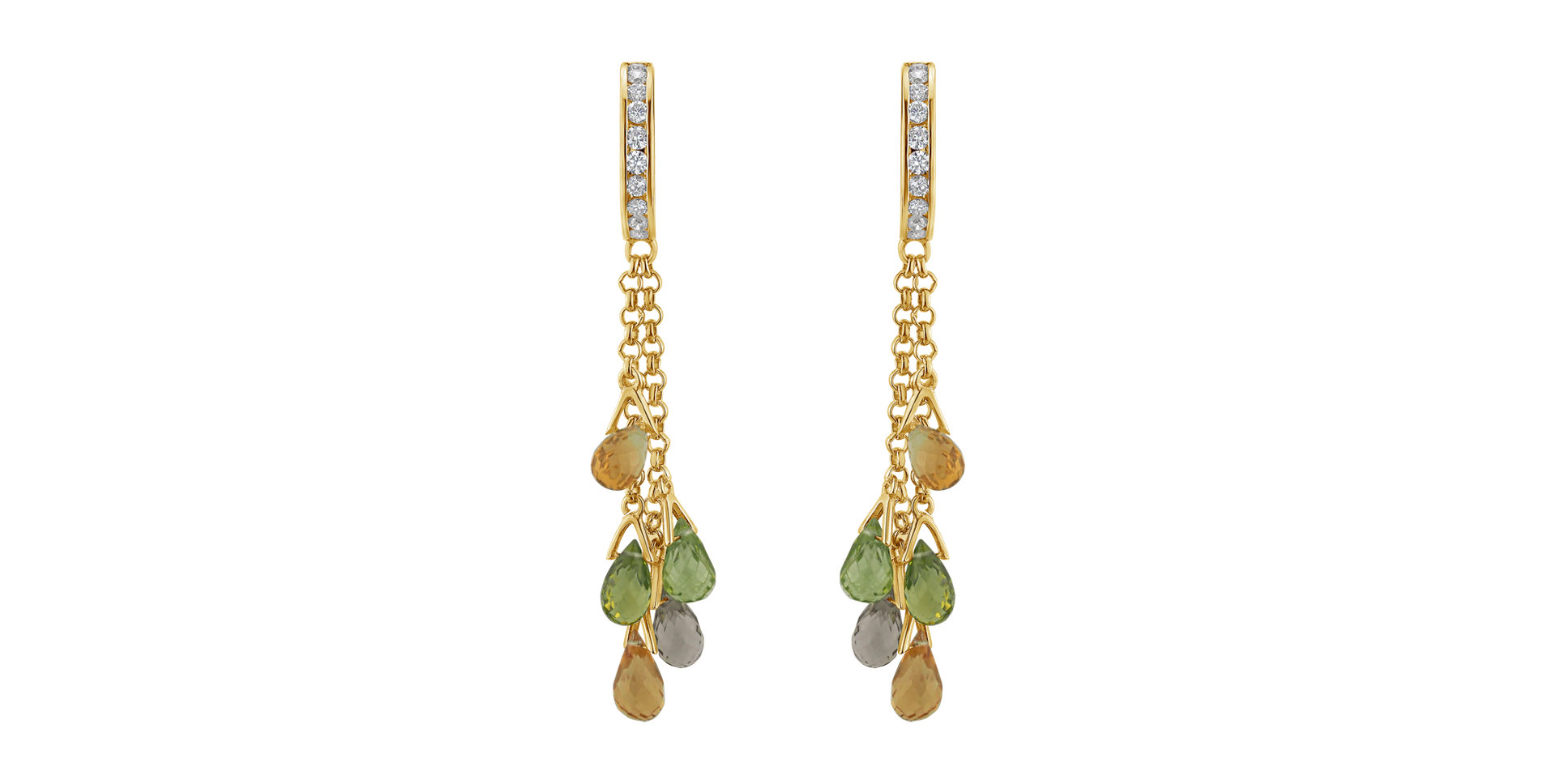 Diamond earrings, Quartz and Peridot Manna