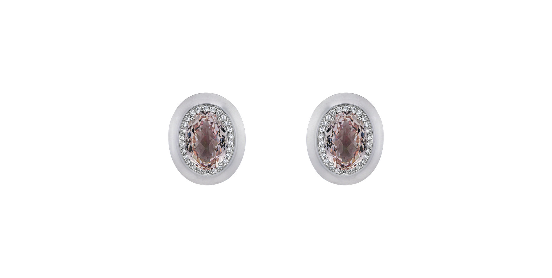 Diamond earrings with Morganite and Quartz White Winslow
