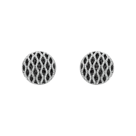 Earrings with black and white diamonds Brilliant Wheels