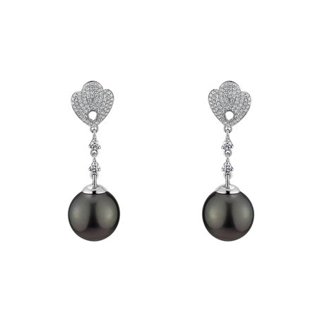 Diamond earrings with Pearl Lavish Sea