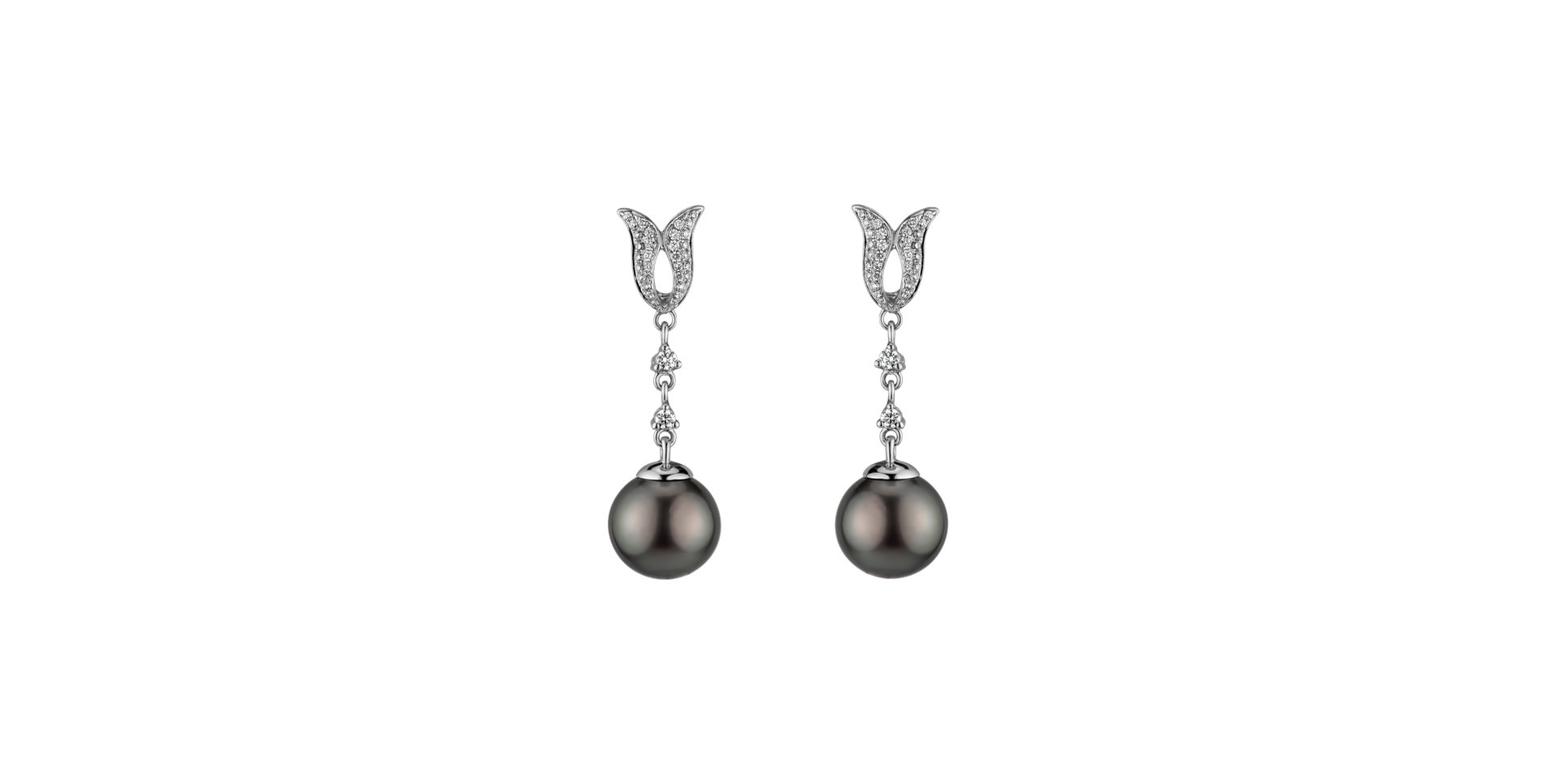 Diamond earrings with Pearl Deep Abyss
