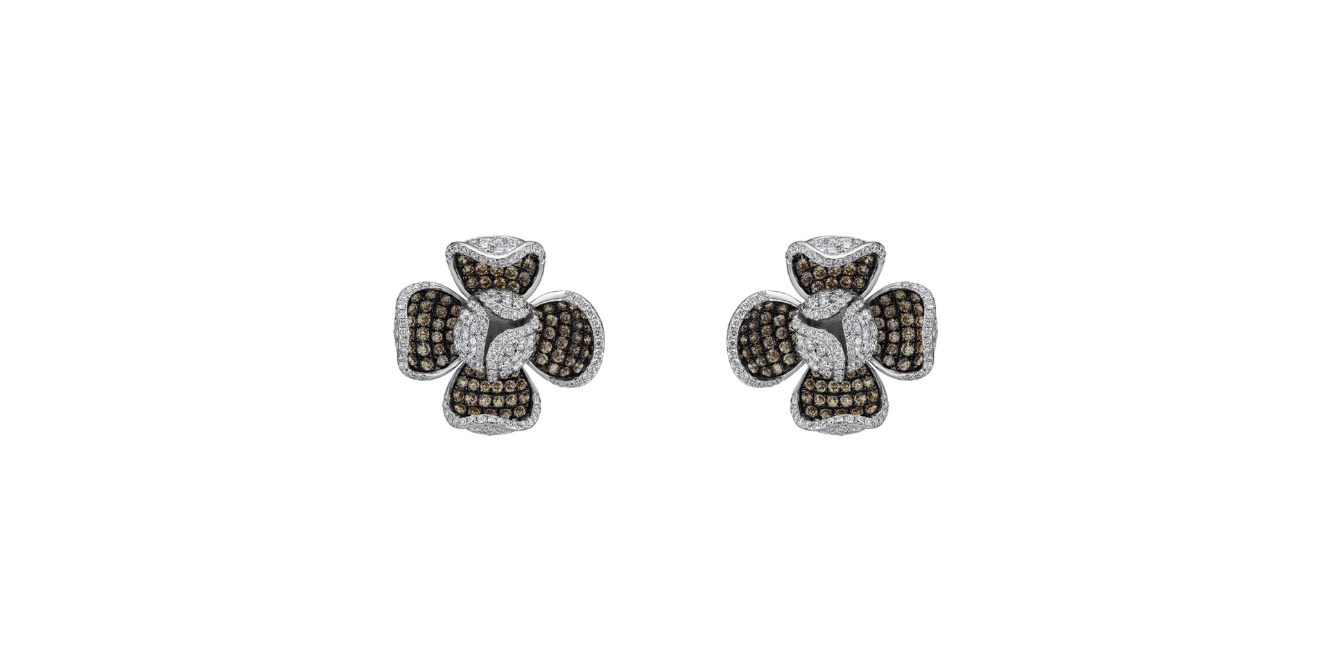 Earrings with brown and white diamonds Magic Cloud