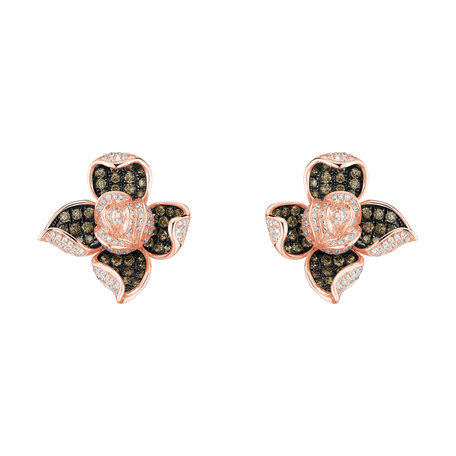 Earrings with brown and white diamonds Luciana