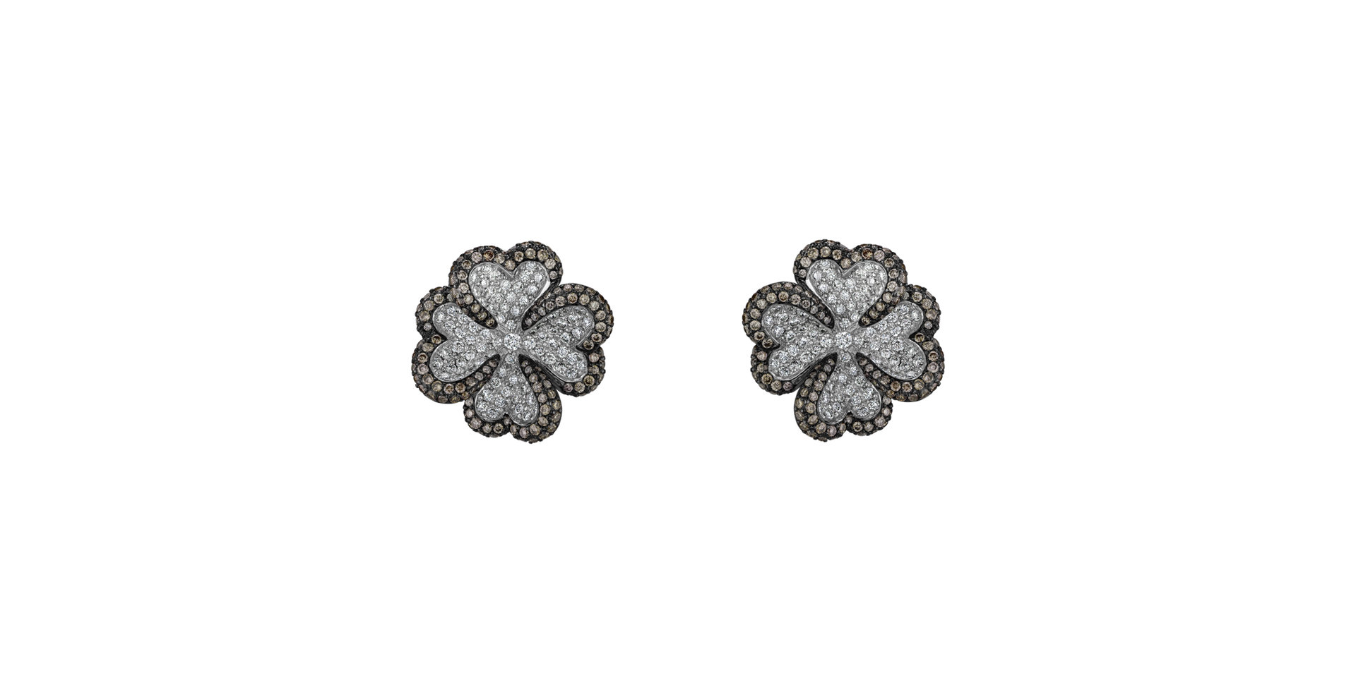 Earrings with brown and white diamonds Delicate Luck