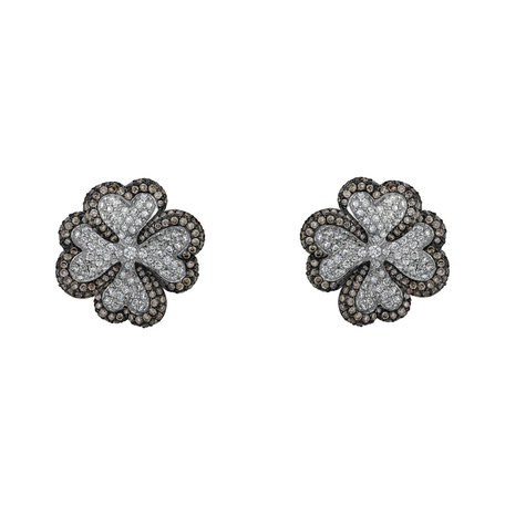 Earrings with brown and white diamonds Delicate Luck