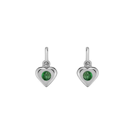 Children's earrings with Emerald Eternal Love