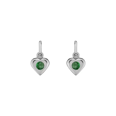 Children's earrings with Emerald Eternal Love