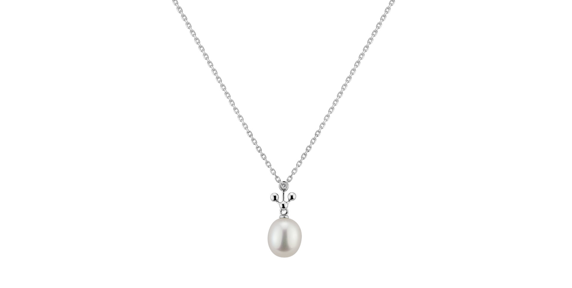 Diamond pendant with Pearl Atomic Pearl
