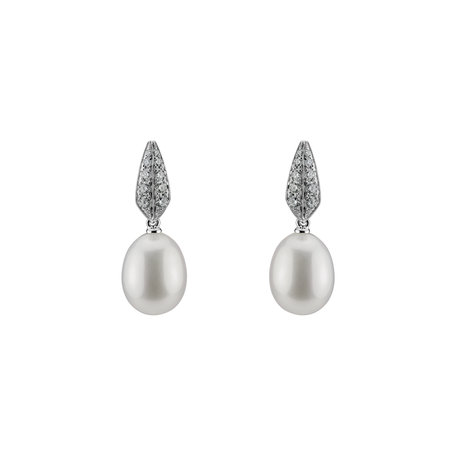 Diamond earrings with Pearl Tatiana Pearls