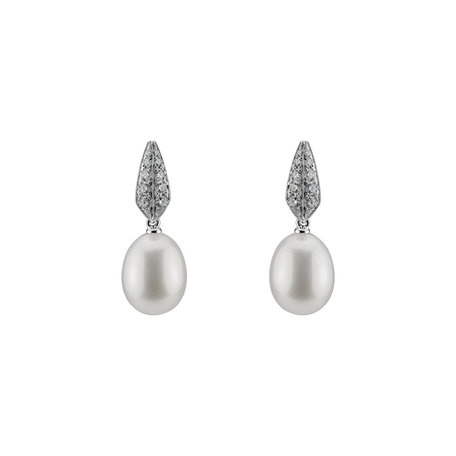 Diamond earrings with Pearl Tatiana Pearls
