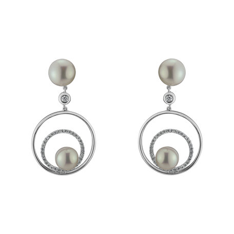 Diamond earrings with Pearl Vortex Susana