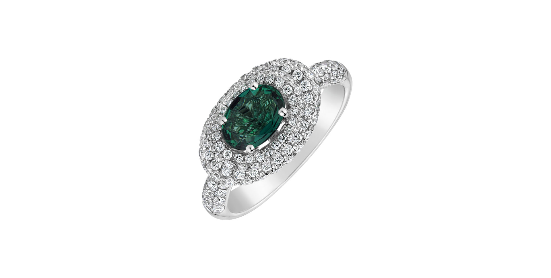 Diamond ring with Emerald Nadia