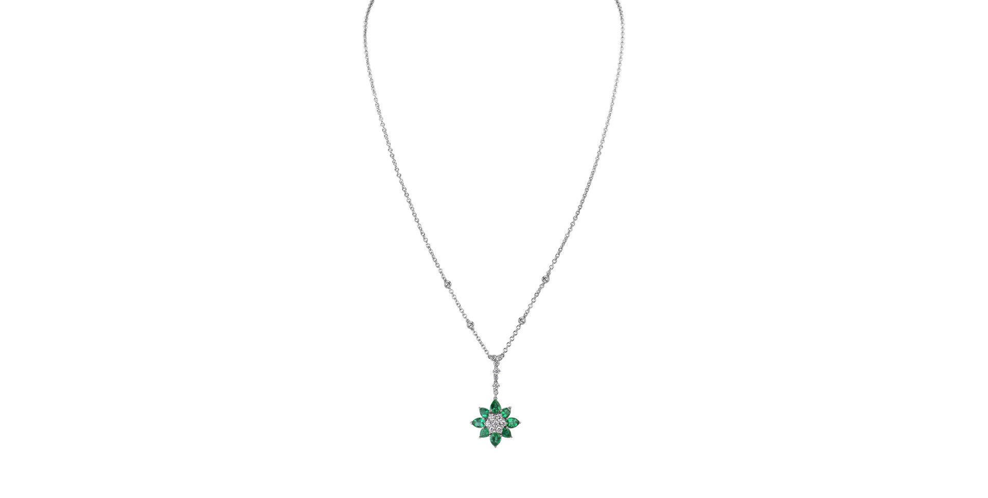 Diamond necklace with Emerald Ideal Charm