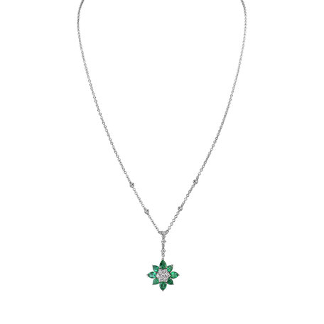 Diamond necklace with Emerald Ideal Charm