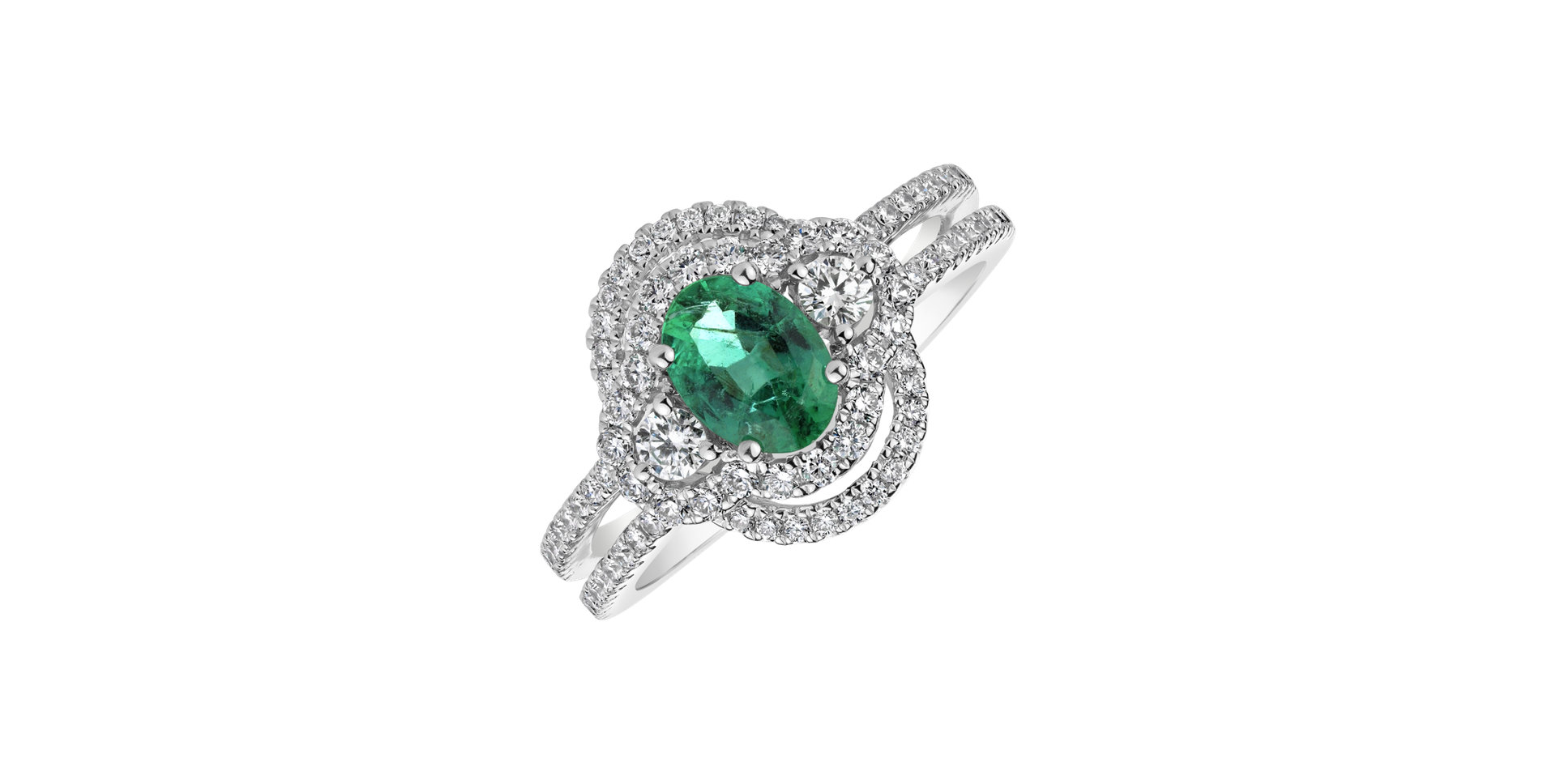 Diamond ring with Emerald Ariella