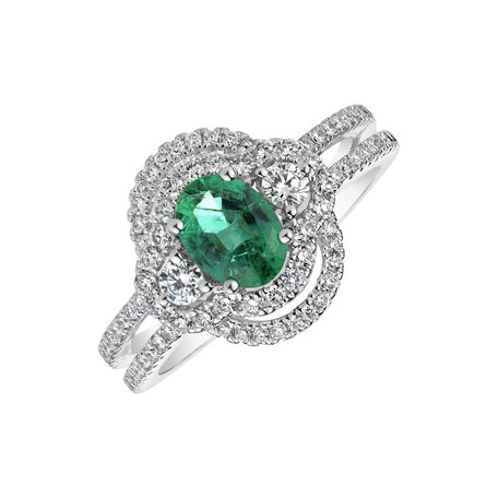 Diamond ring with Emerald Ariella