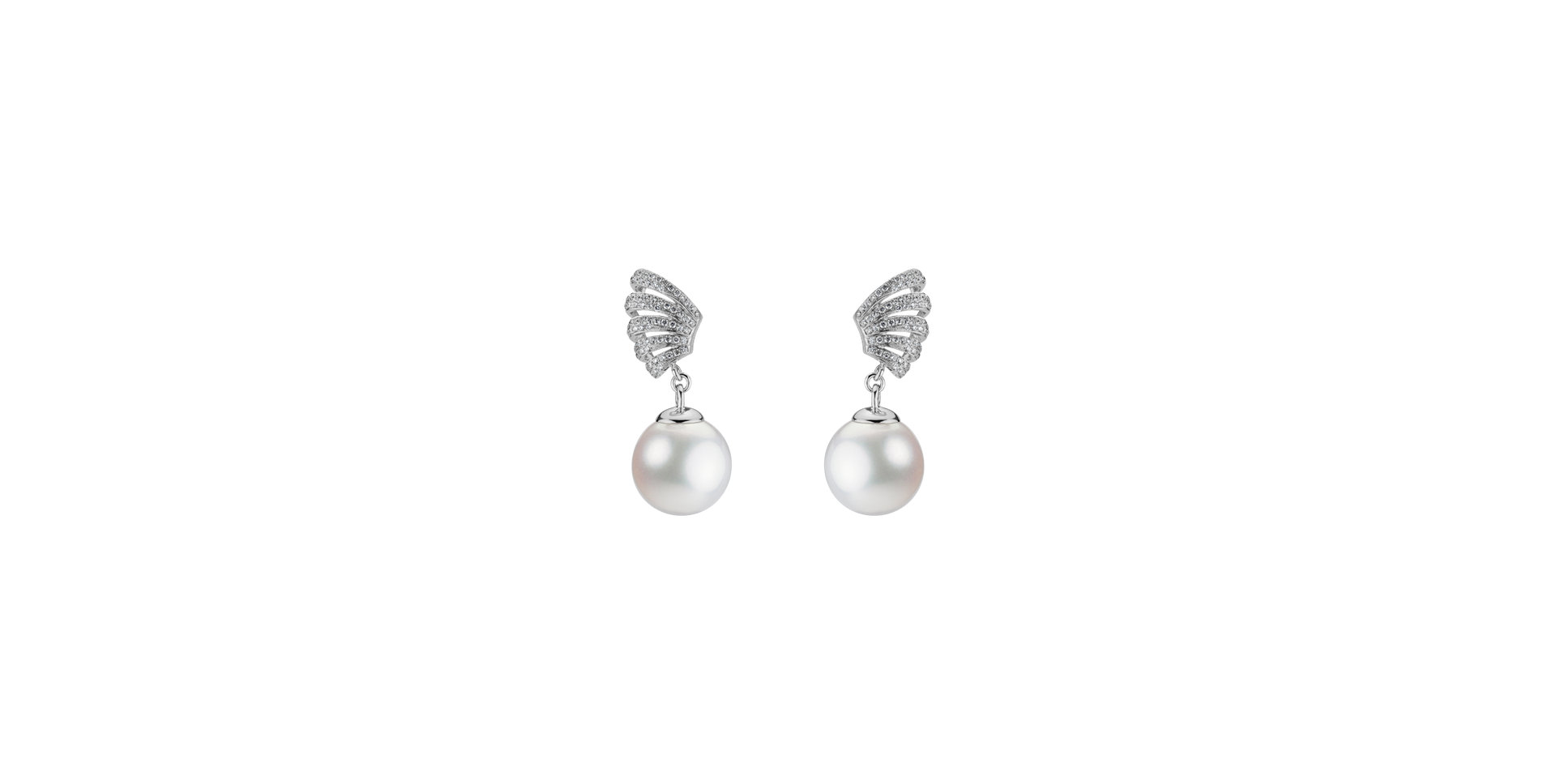 Diamond earrings with Pearl Angel Pearls
