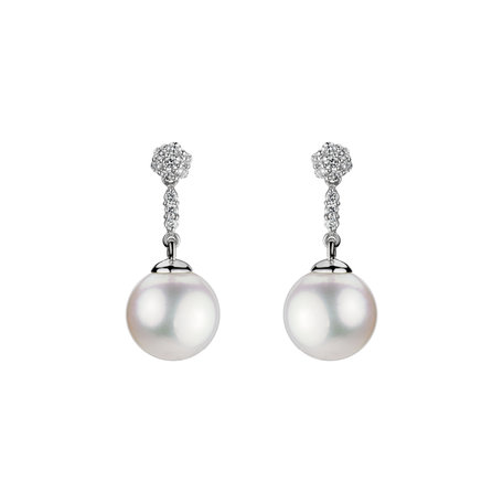 Diamond earrings with Pearl Coastal Beauty