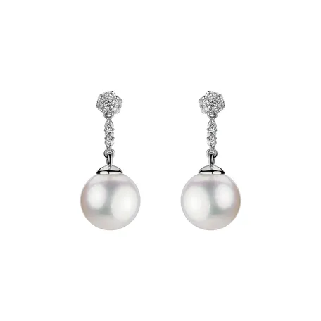 Diamond earrings with Pearl Coastal Beauty