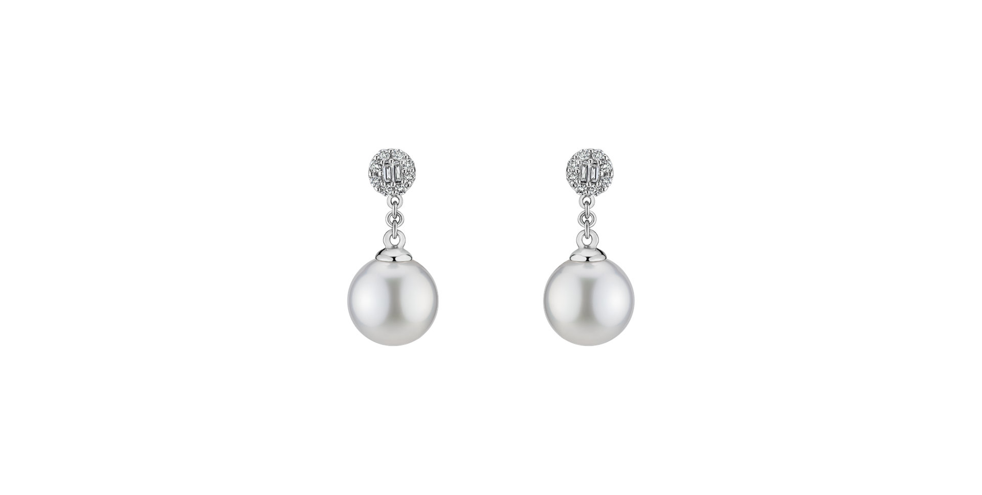 Diamond earrings with Pearl Crystal Sea