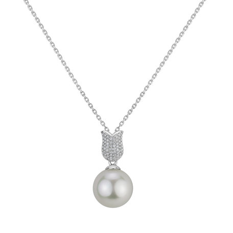 Diamond pendant with Pearl Luminous Sea