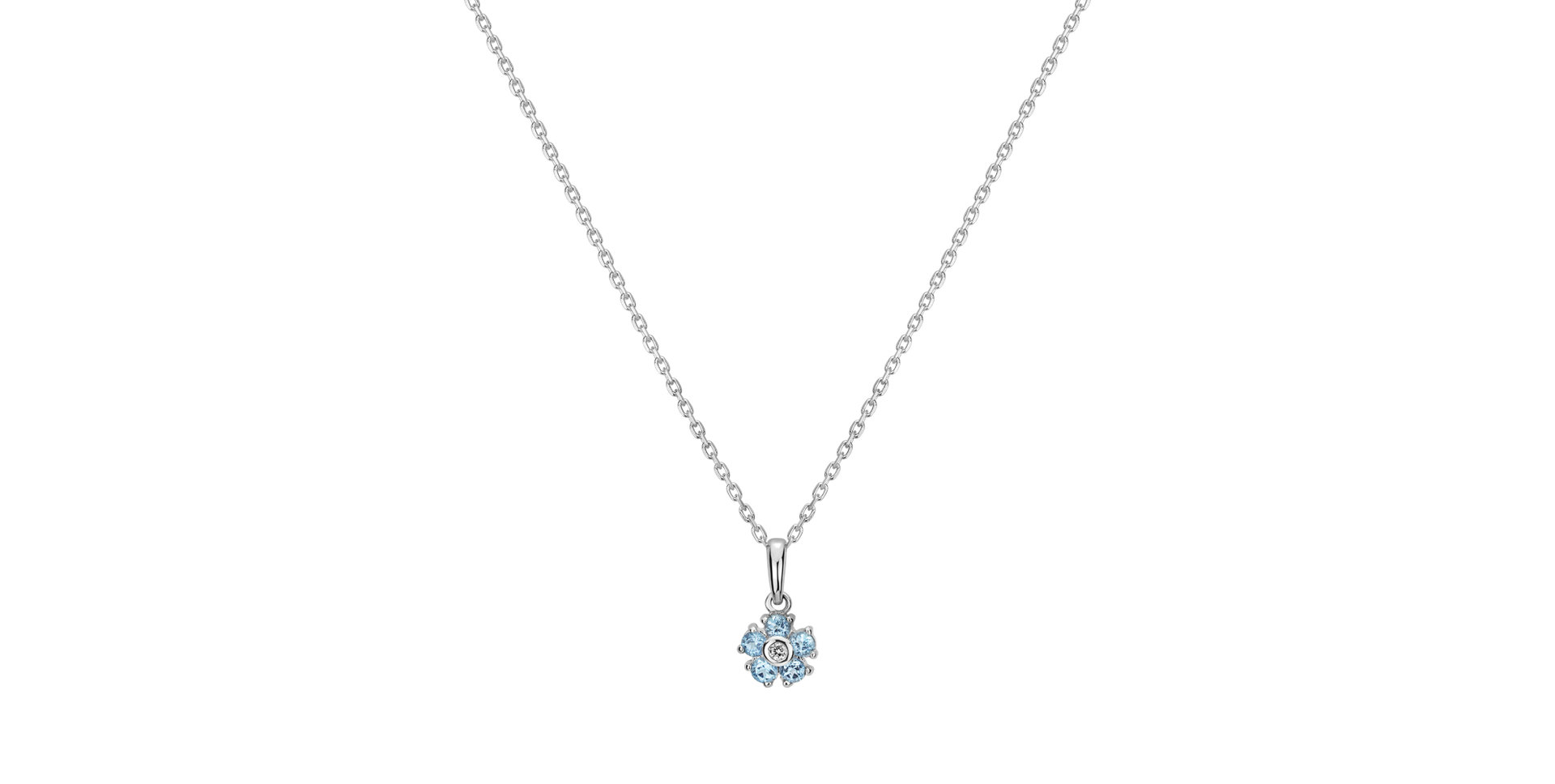 Diamond pendant with necklace and Topaz Memories Bloom