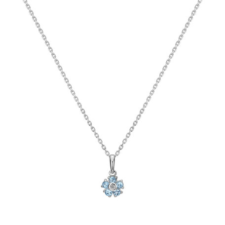 Diamond pendant with necklace and Topaz Memories Bloom