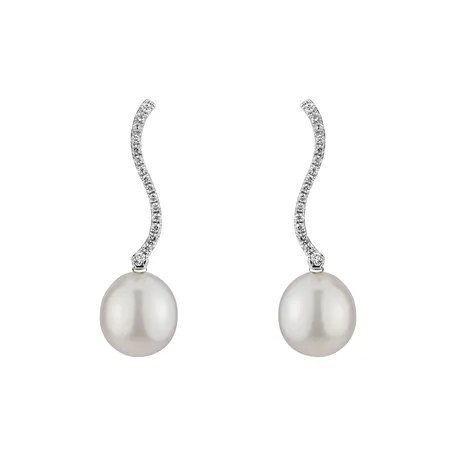 Diamond earrings with Pearl Synthetic vibe