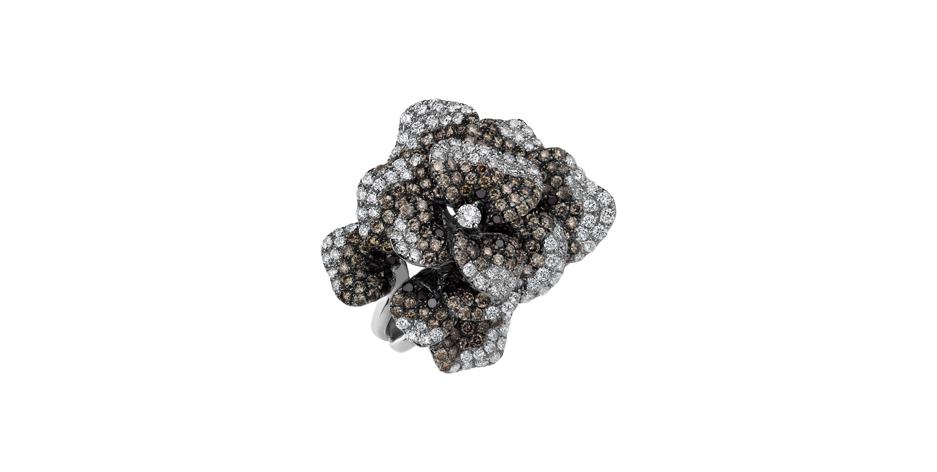 Ring with black, brown and white diamonds Brazilia