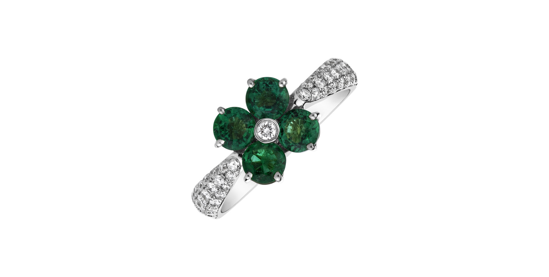 Diamond ring with Emerald Genoveva