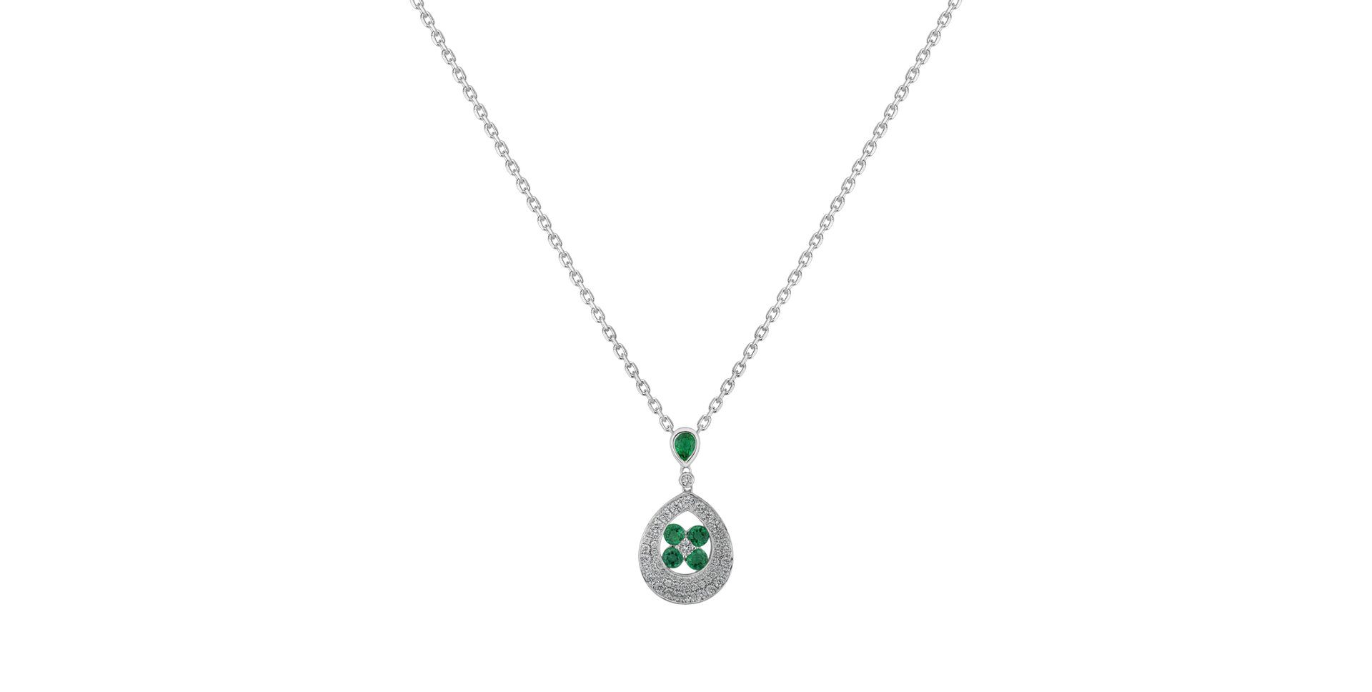 Diamond pendant with Emerald Lynette