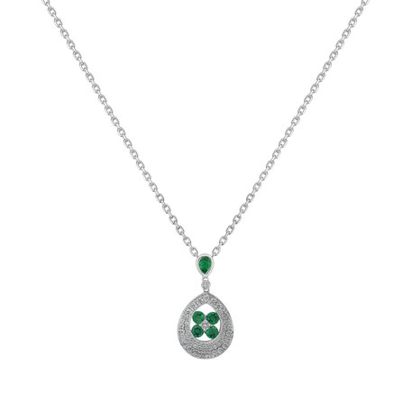 Diamond pendant with Emerald Lynette