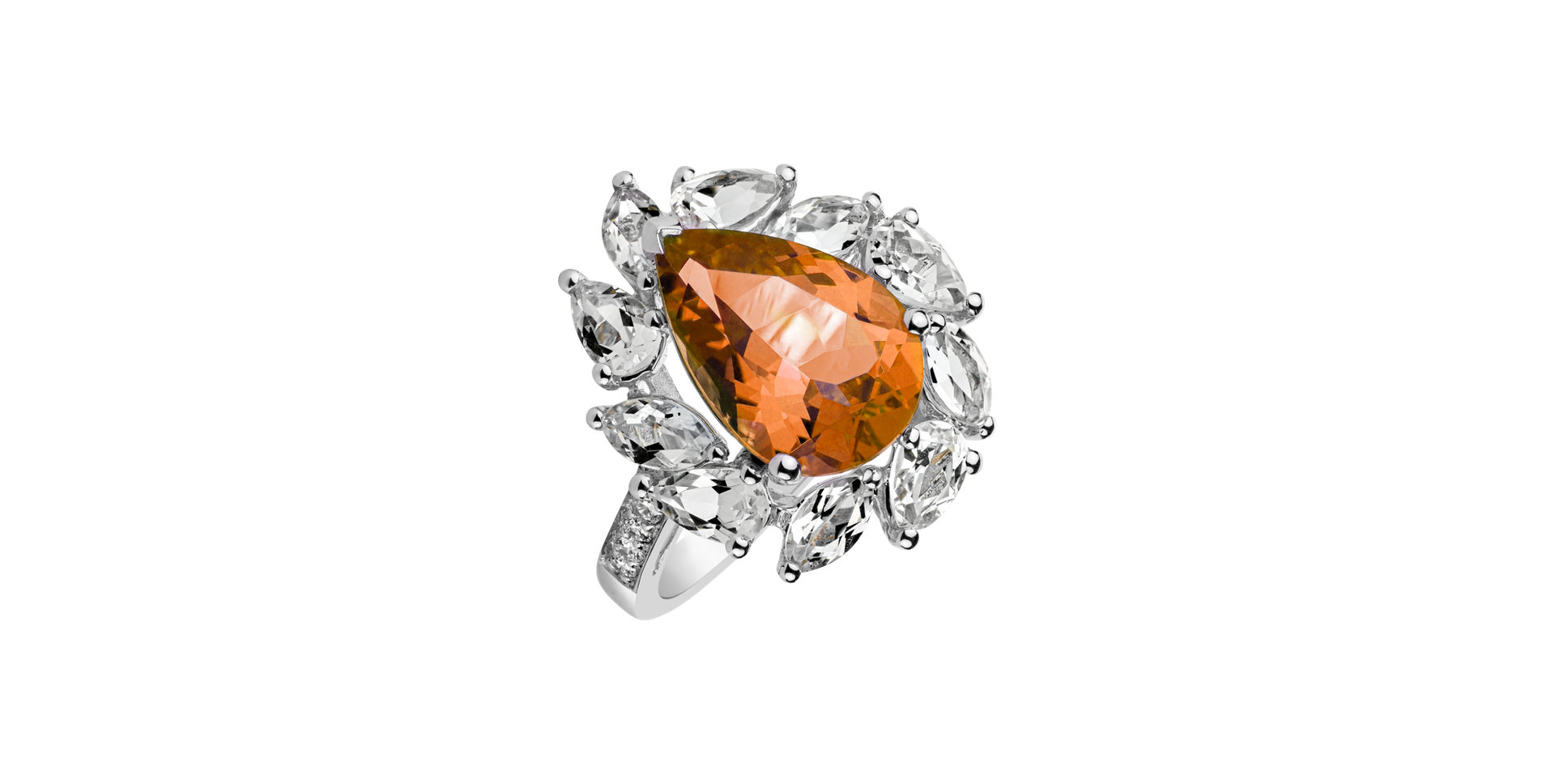 Diamond ring with Topaz and Citrine Fatidique