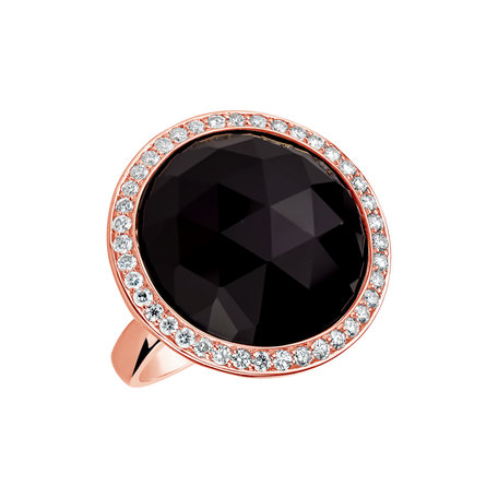 Diamond ring with Onyx Freccia