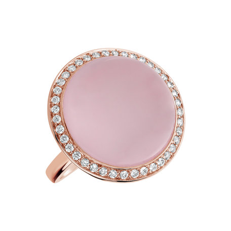 Diamond ring with Rose Quartz Freccia