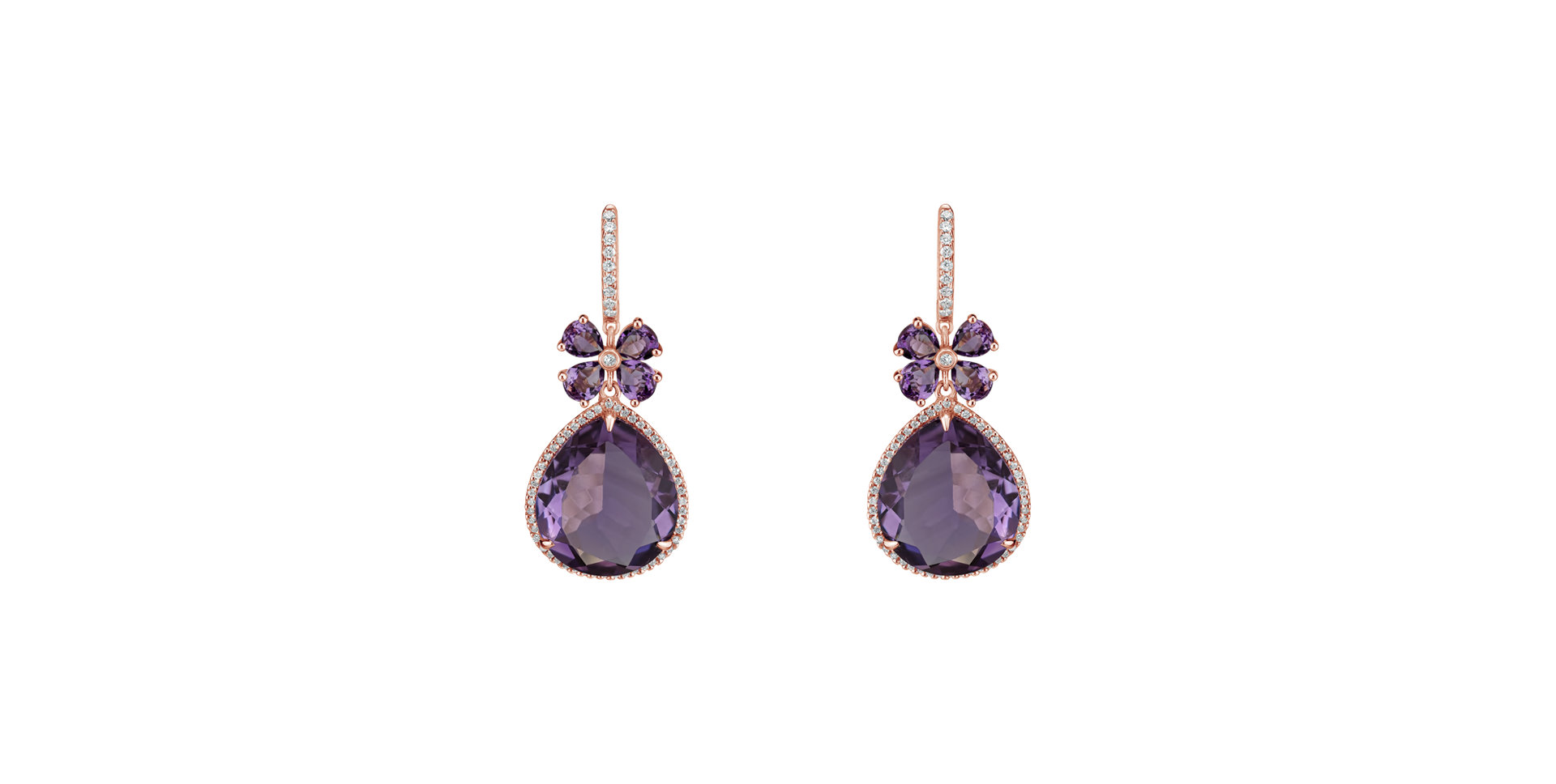 Diamond earrings with Amethyst Freida