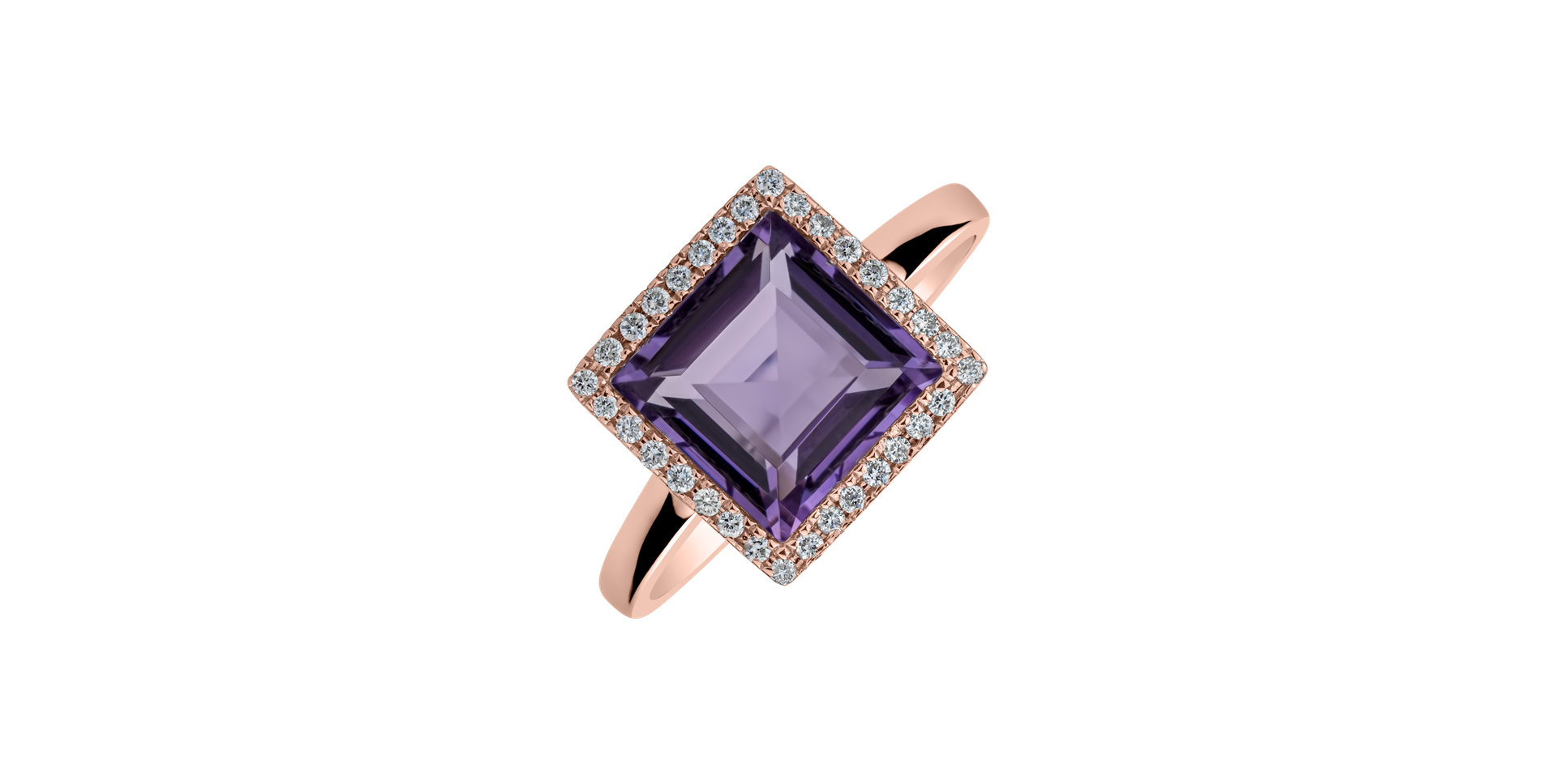 Diamond rings with Amethyst Oblige
