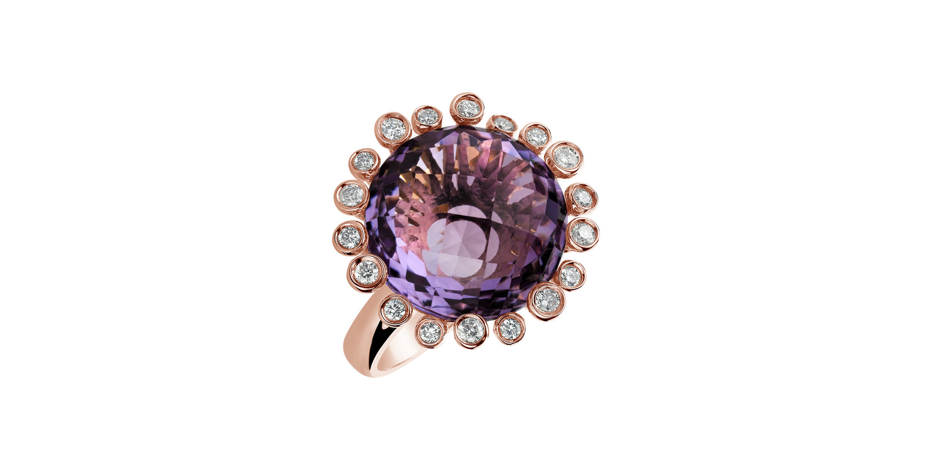 Diamond rings with Amethyst Mina