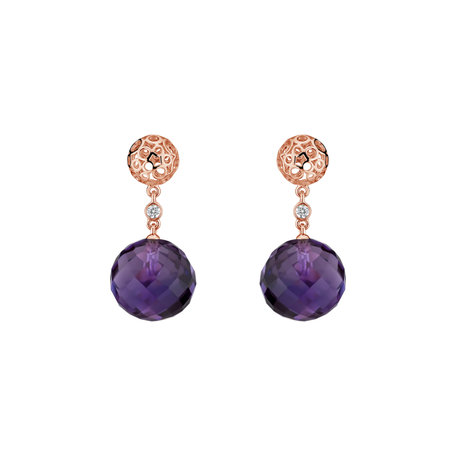 Diamond earrings with Amethyst Petillant