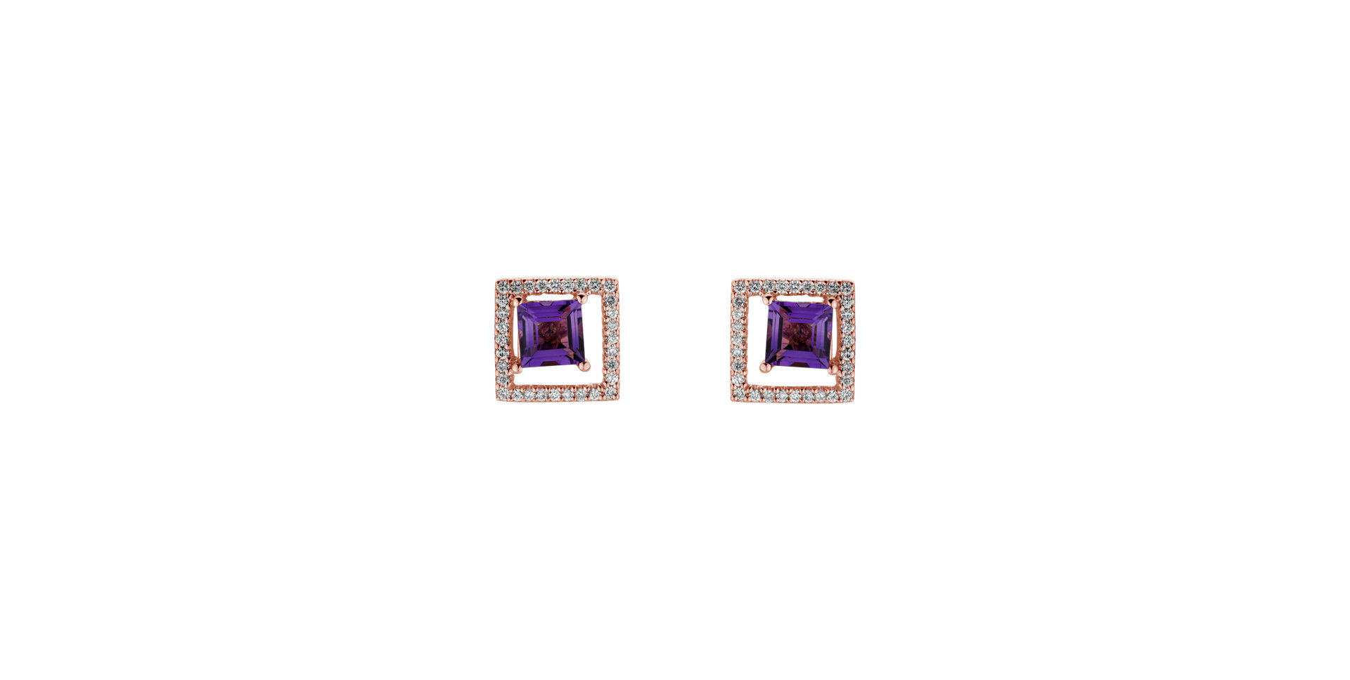 Diamond earrings with Amethyst Melancholy  Echo