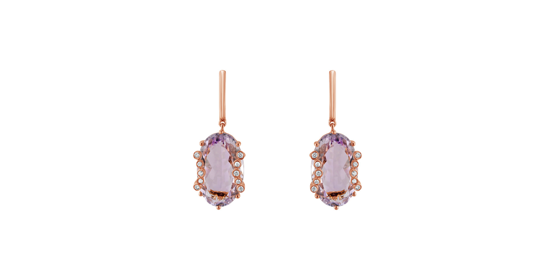 Diamond earrings with Amethyst Pink Mist