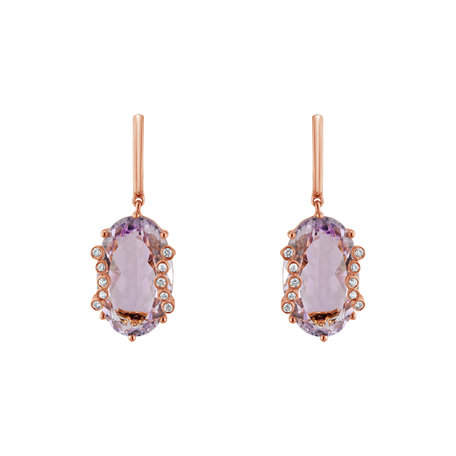 Diamond earrings with Amethyst Pink Mist