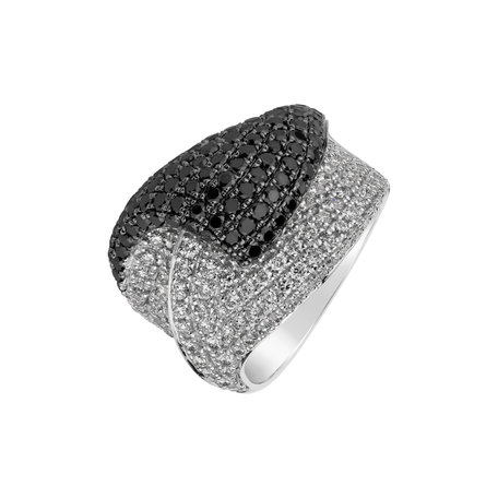 Ring with black and white diamonds Eolion