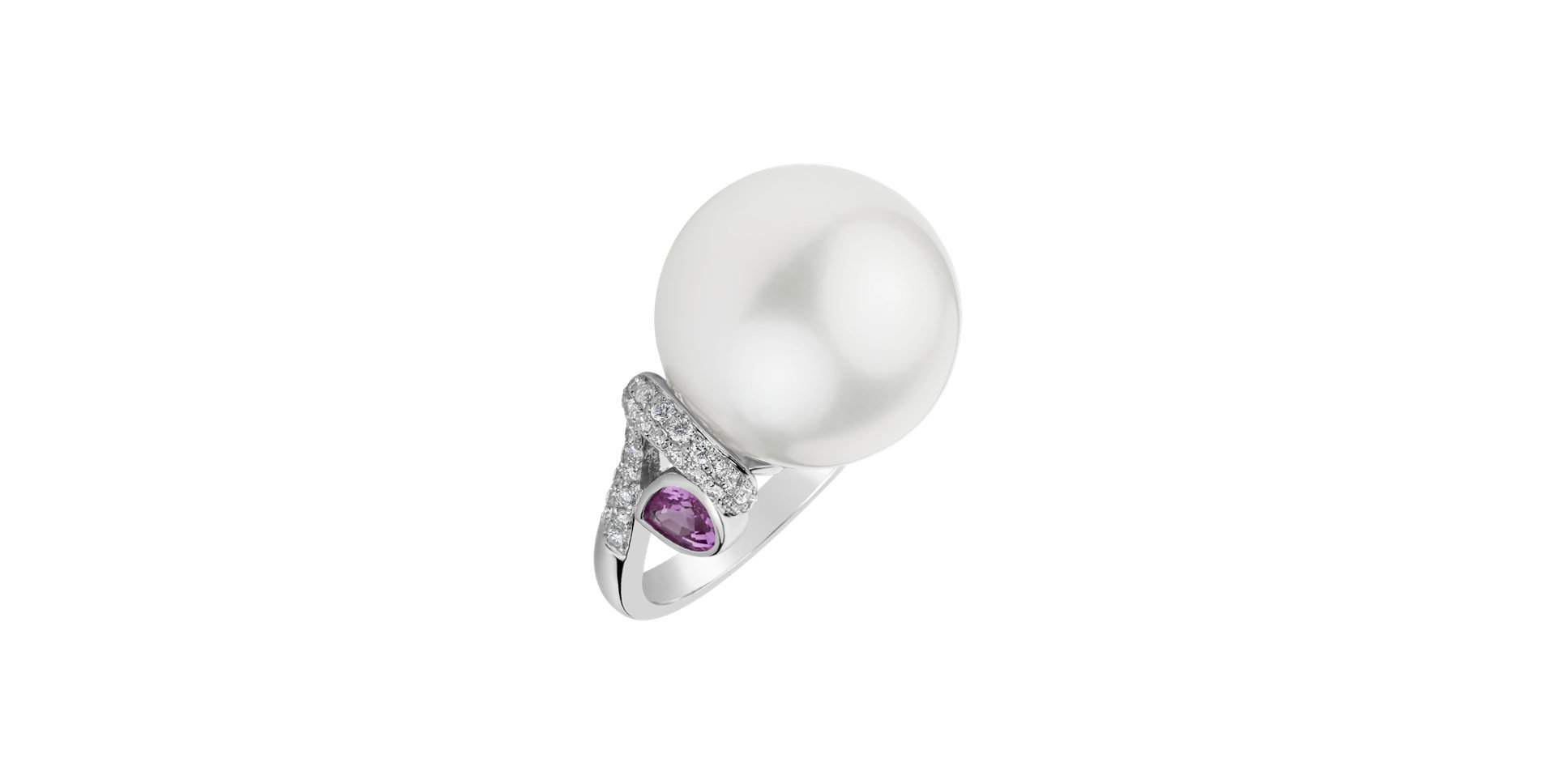 Diamond ring with Pearl and Sapphire Antheia